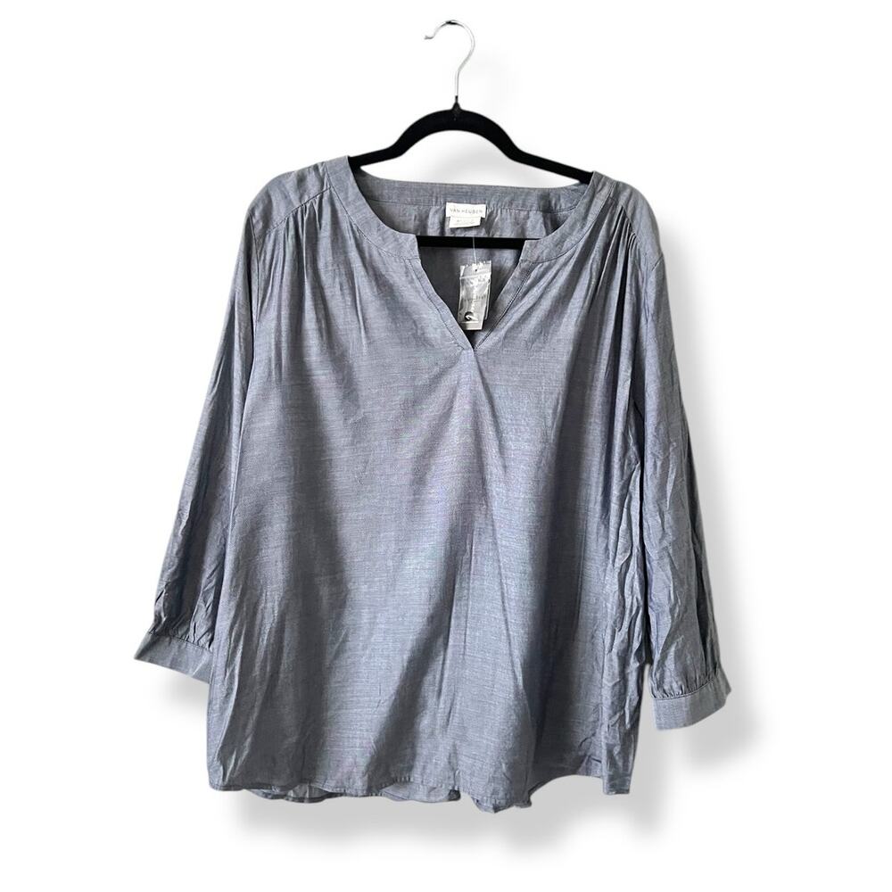 NWT Van Heusen Gray Popover Top Size XL